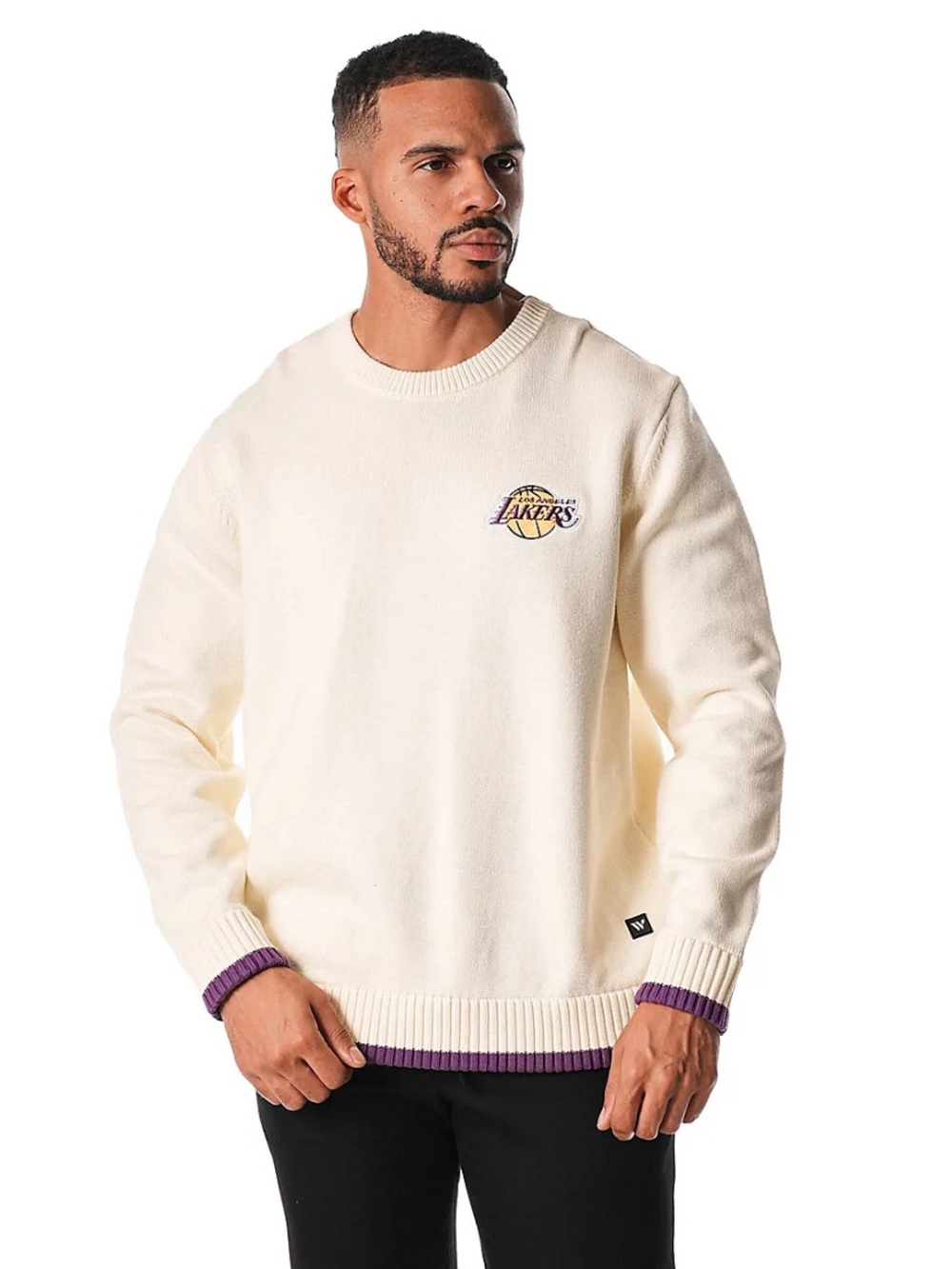 Los Angeles Lakers The Wild Collective Jacquard Knit Pullover Sweater Medium